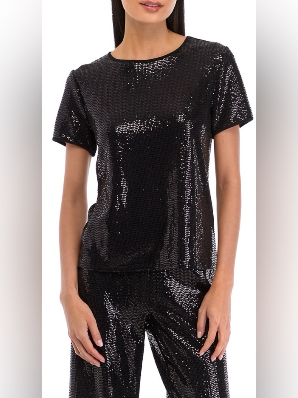 Petite Short Sleeve Shine Top